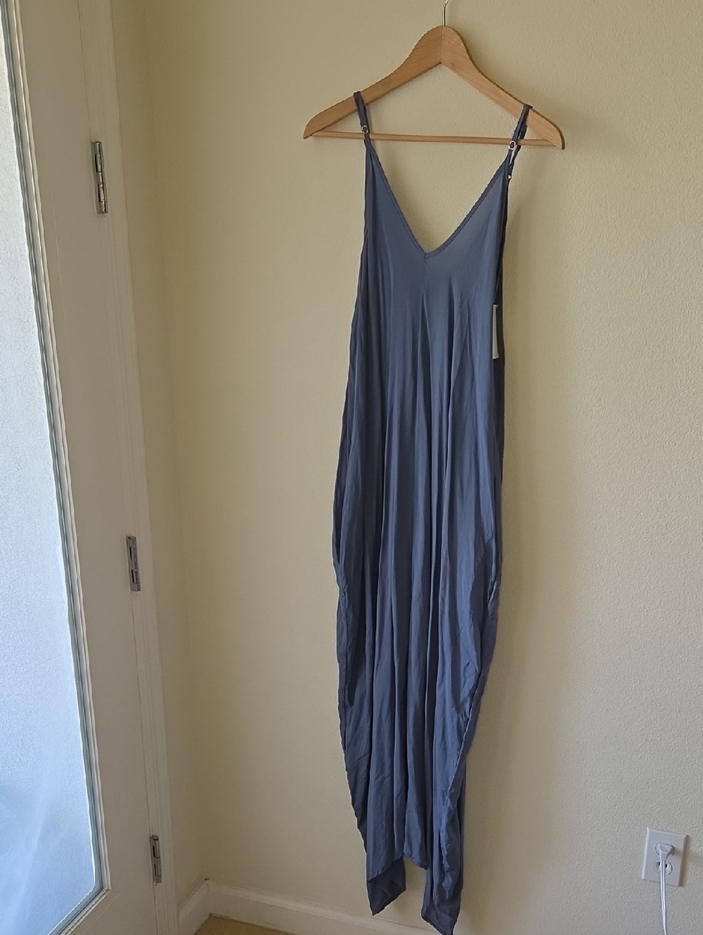 Elan Slate Blue Maxi Slip Dress with V-Neck Sz M NEW - Picture 2 of 11